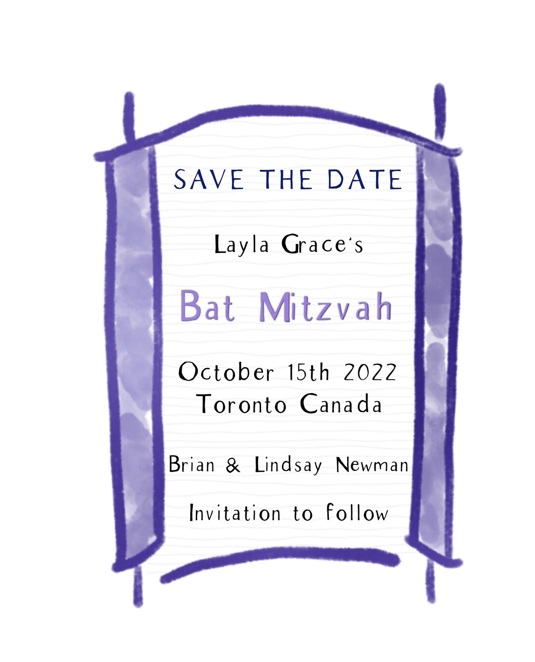 Save the Date Bat Mitzvah Digital Invitation - Etsy