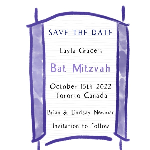Bat Mitzvah Save the Date - Etsy