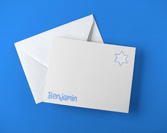 Personalized notecards, bar mitzvah thank you card, Jewish cards, flat cards, personalized stationery, teacher gift, bat mitzvah thank you