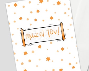 Mazel Tov Bar Mitzvah card, Bar Mitzvah Torah card, bar mitzvah card, mazel tov card, bat mitzvah card