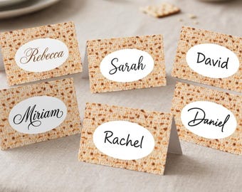 Printable Passover Name Place Cards, Pesach Seder Table Decor (Digital File)