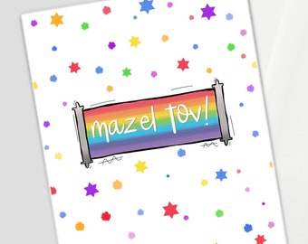 Mazel Tov Bar Mitzvah card, Bar Mitzvah, Bat Mitzvah card, gender neutral Jewish , gender fluid Mazel Tov, gender neutral Mazel Tov,