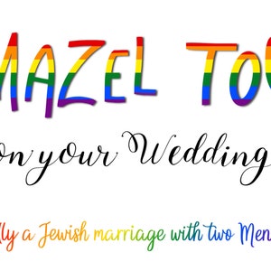 Mazel Tov für deine Hochzeit, schwule Hochzeitskarte, Gay Pride, Jüdische Mensch Karte