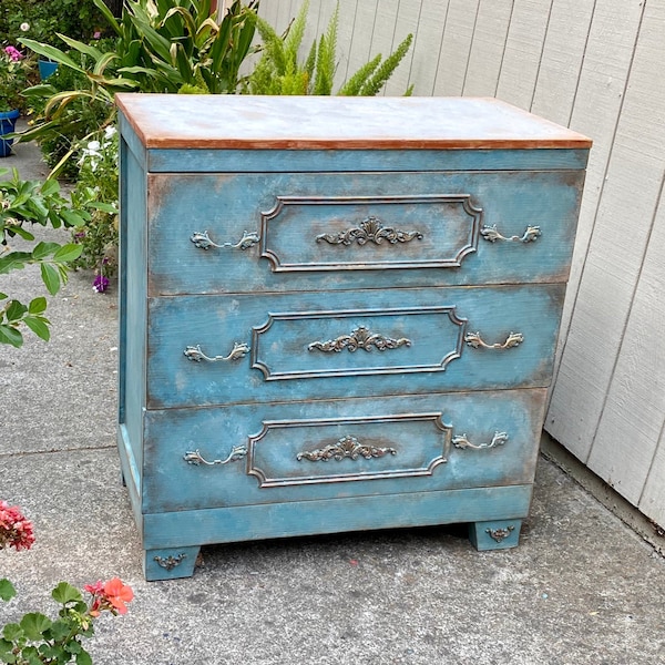 SOLD OUT Antique Chest Of Drawers, Media Organizer, Mid Century dresser, Vintage Dresser, Entryway French Country Table, Shabby Chic Dresser