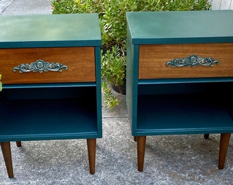 OUT OF STOCK! Unavailable! Two Tone Mid -Century Nightstands, Pair of Nightstands,French Country Style, French Provincial Style