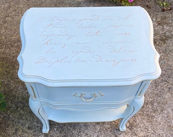 Sold out! Unavailable! Do not purchase it! ,Antique Night Stand French Provincial Nightstand Side Table, Shabby Chic Nightstand, French Poem