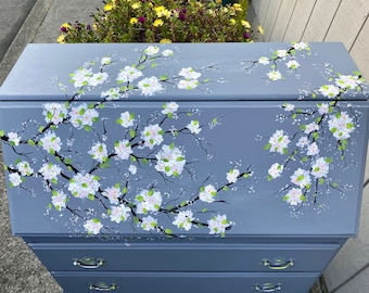 SOLDOUT! Vintage  Secretary Desk, French Country Desk, Hand Painted Writing Desk, Computer Desk, Dresser, Desk With Drawers, Make up Vanity