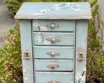 Sold out! Unavailable! Do not purchase it!  Jewelry Armoire, French Country Jewelry Box, Shabby Chic Jewelry organizer, Make up organizer,