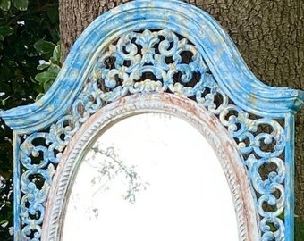 Wall Mounted Mirror, Antique Finish Mirror, Old World Décor, Blue City Inspiration, Antique Feel Wall Décor, Vintage Feel Mirror