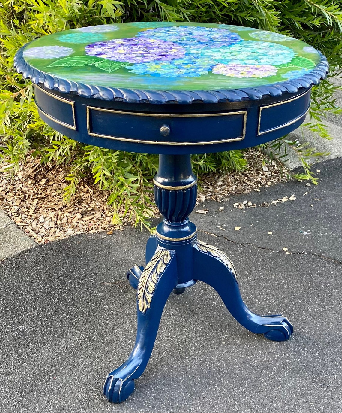 Drum End Table Round Side Table Antique Replica Accent Etsy