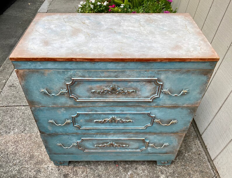 SOLD OUT Antique Chest Of Drawers, Media Organizer, Mid Century dresser, Vintage Dresser, Entryway French Country Table, Shabby Chic Dresser image 6