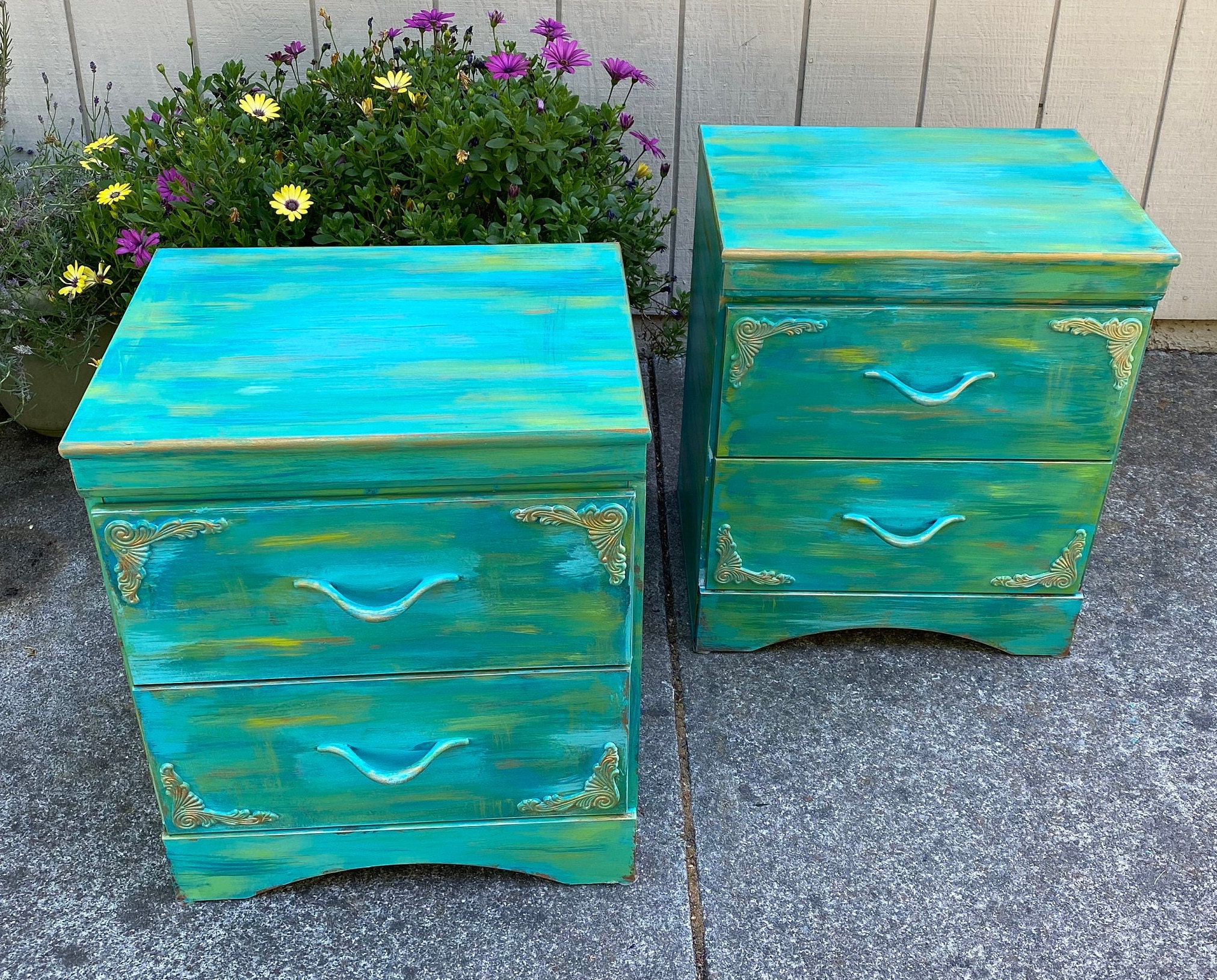 Unavailable Nightstands Pair Coastal Blue Night Stand Etsy