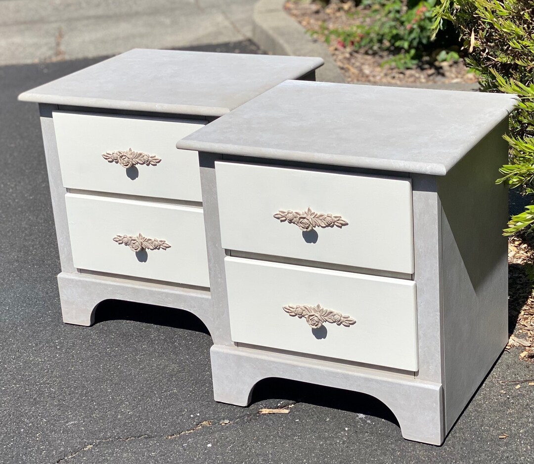 Pair of Nightstands Shabby Chic Nightstands Set of 2 French Etsy