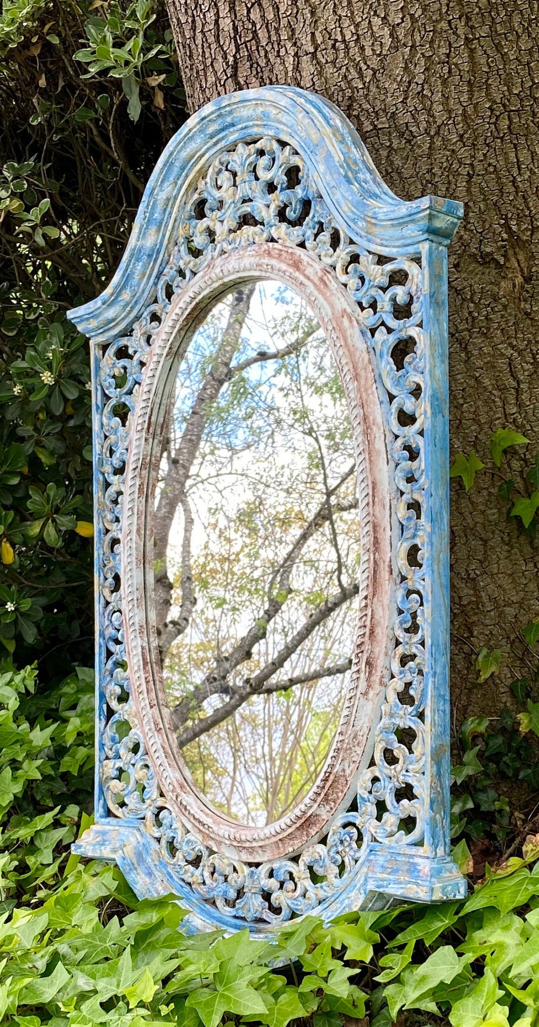 Wall Mounted Mirror Antique Finish Mirror Old World Décor - Etsy