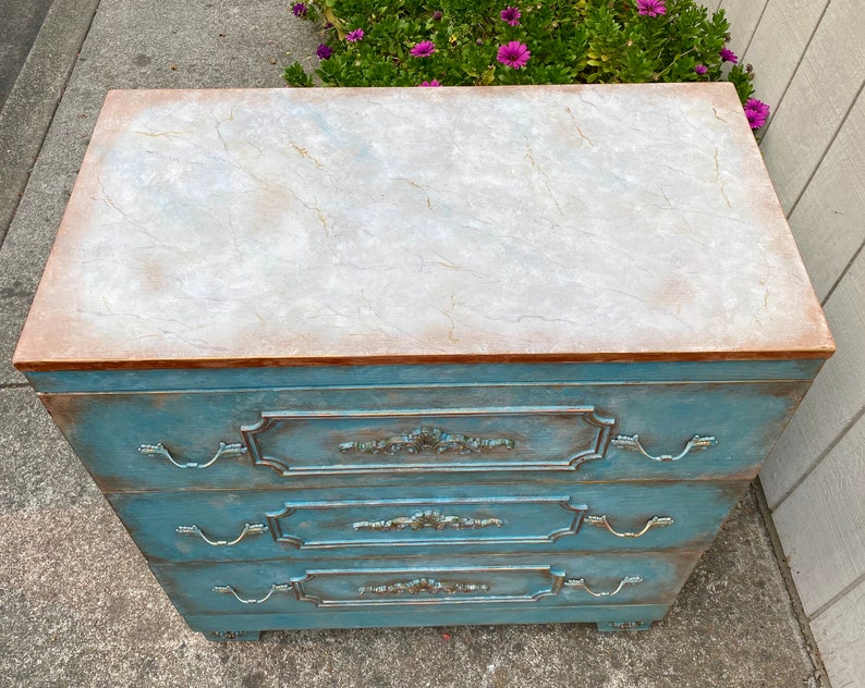 SOLD OUT Antique Chest Of Drawers, Media Organizer, Mid Century dresser, Vintage Dresser, Entryway French Country Table, Shabby Chic Dresser image 7