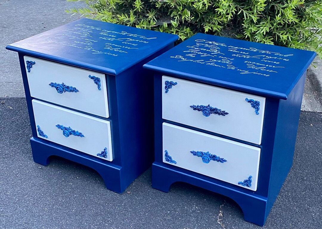 Pair of Nightstands, Shabby Chic Nightstands Set of 2 , French Country