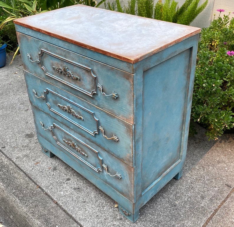 SOLD OUT Antique Chest Of Drawers, Media Organizer, Mid Century dresser, Vintage Dresser, Entryway French Country Table, Shabby Chic Dresser image 5