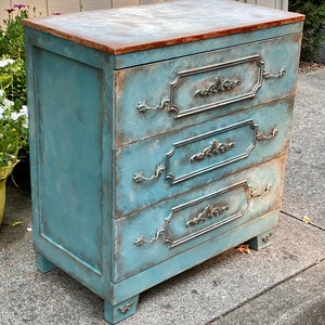 SOLD OUT Antique Chest Of Drawers, Media Organizer, Mid Century dresser, Vintage Dresser, Entryway French Country Table, Shabby Chic Dresser image 2