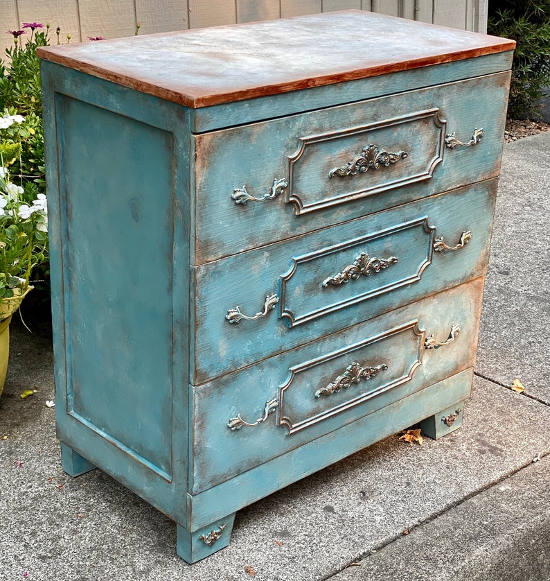 SOLD OUT Antique Chest Of Drawers, Media Organizer, Mid Century dresser, Vintage Dresser, Entryway French Country Table, Shabby Chic Dresser image 2