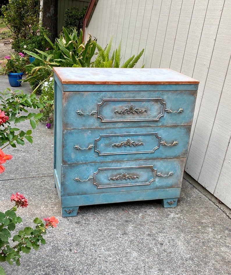 SOLD OUT Antique Chest Of Drawers, Media Organizer, Mid Century dresser, Vintage Dresser, Entryway French Country Table, Shabby Chic Dresser image 1