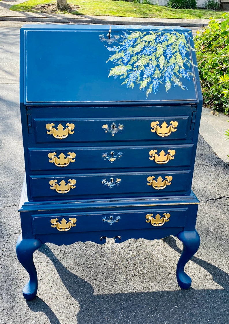 NOT4SALE Antique Secretary Desk, Hand Painted Writing Desk, Computer Desk, Shabby Chic, Gift For Her, Organizer, Desk With Drawers image 4