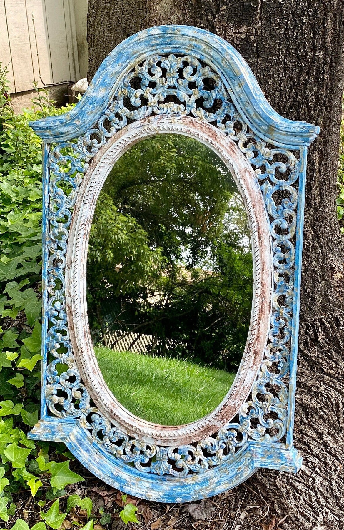 Wall Mounted Mirror Antique Finish Mirror Old World Décor - Etsy