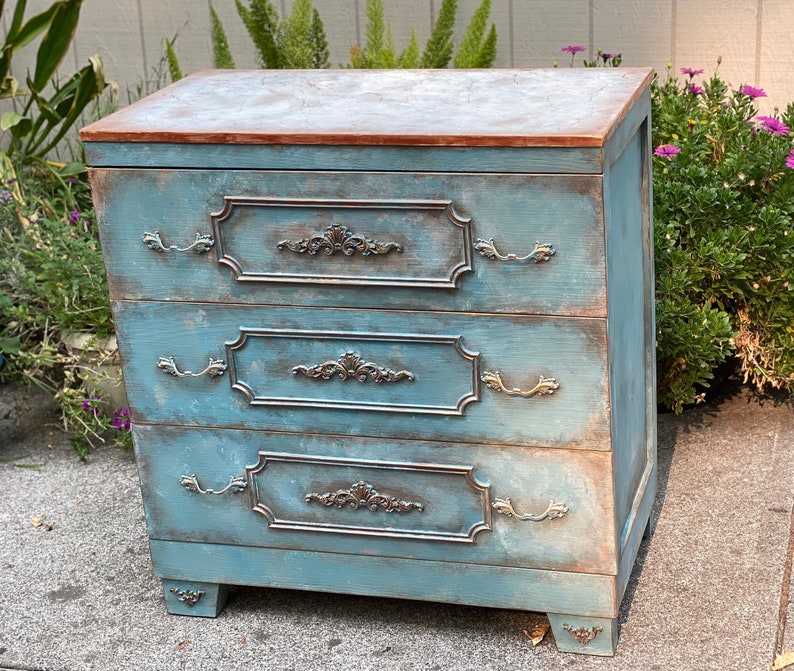 SOLD OUT Antique Chest Of Drawers, Media Organizer, Mid Century dresser, Vintage Dresser, Entryway French Country Table, Shabby Chic Dresser image 3