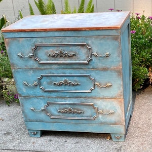 SOLD OUT Antique Chest Of Drawers, Media Organizer, Mid Century dresser, Vintage Dresser, Entryway French Country Table, Shabby Chic Dresser image 4