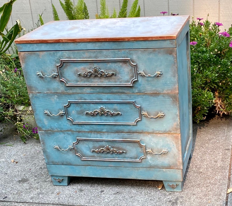 SOLD OUT Antique Chest Of Drawers, Media Organizer, Mid Century dresser, Vintage Dresser, Entryway French Country Table, Shabby Chic Dresser image 4