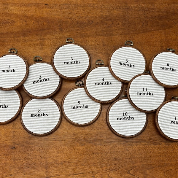Monthly Milestones Baby Embroidery Hoops | Nursery Decor | Baby Photo Prop