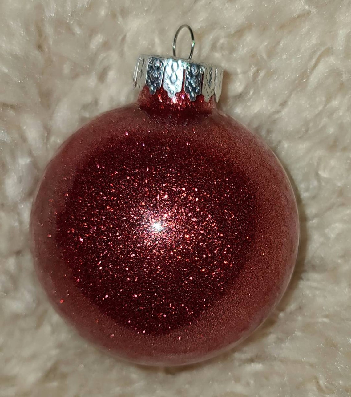 Beautiful red glitter Merry Christmas ornament Etsy