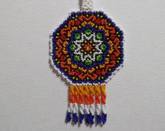 Huichol style mandala white star