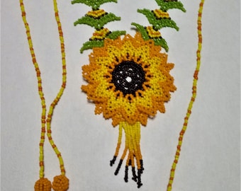 Huichol style double sunflower