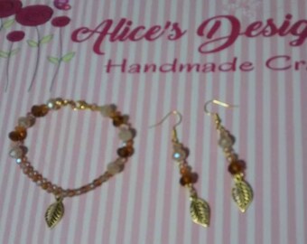 Handmade set of bracelet and earrings Autumn Afternoon