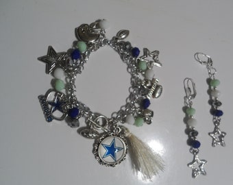 Handmade Dallas Cowboy Bracelet & Earrings