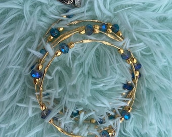 Memory Wire Bracelet with Crystal beads