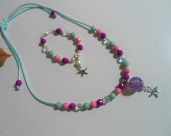 Handmade the Little Mermaid-themed lilac necklace and bracelet set