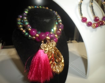 Handmade English Weekend set Bracelet (3) & Earrings