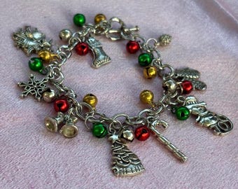 Handmade Christmas Charms Bracelet and Earrings Set
