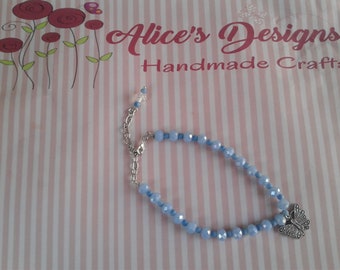 Handmade Ankle Bracelet blue butterfly
