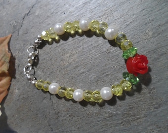 Handmade Beauty and the Beast bracelet Crystals mix