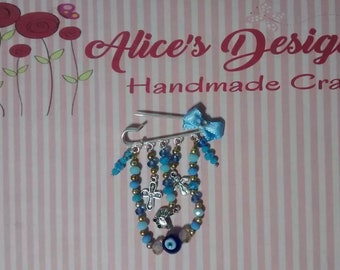 Baby pin Sky Blue with gold and silver