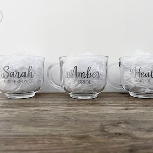 Wedding Glass Decal, Mug Decal, Bride Decal, Bridesmaid Decal, Name Decal, Permanent Vinyl Decal, Custom Decal