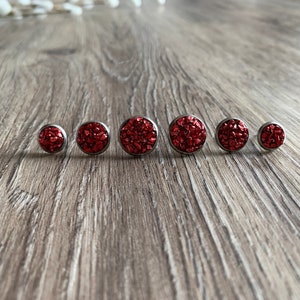 Red Faux Druzy Studs, Faux Druzy Earrings, Stud Earrings, Geode Studs, Geode Earrings, Bridesmaid Gift, 8, 10 & 12MM