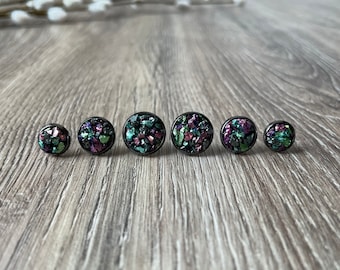 Peacock Faux Druzy Studs, Faux Druzy Earrings, Stud Earrings, Geode Studs, Geode Earrings, Bridesmaid Gift, 8, 10 & 12MM