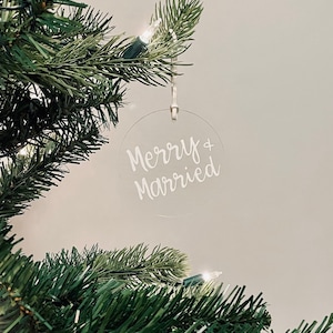Merry and Married Acrylic Christmas Ornament: Custom Tree Ornament