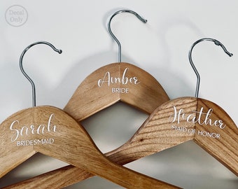 Wedding Hanger Decals, Hanger Decals, Custom Decals, Name Decals, Bride Hanger Decals, Bridesmaid Hanger Decals, Custom Hanger Decals