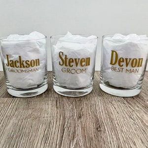 Wedding Glass Decal, Whiskey Glass Decal, Groom Decal, Groomsman Decal, Name Decal, Permanent Vinyl Decal, Custom Decal