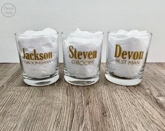 Wedding Glass Decal, Whiskey Glass Decal, Groom Decal, Groomsman Decal, Name Decal, Permanent Vinyl Decal, Custom Decal