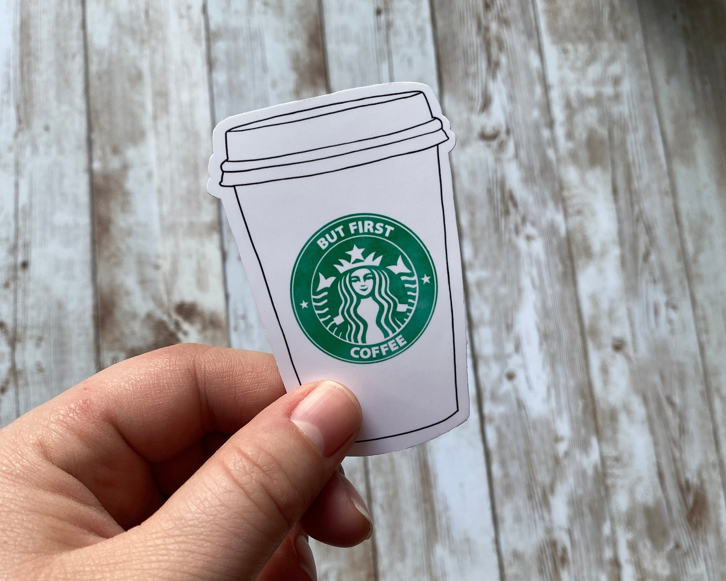 Starbucks but First Coffee Waterproof Decal Coffee Drink Laptop